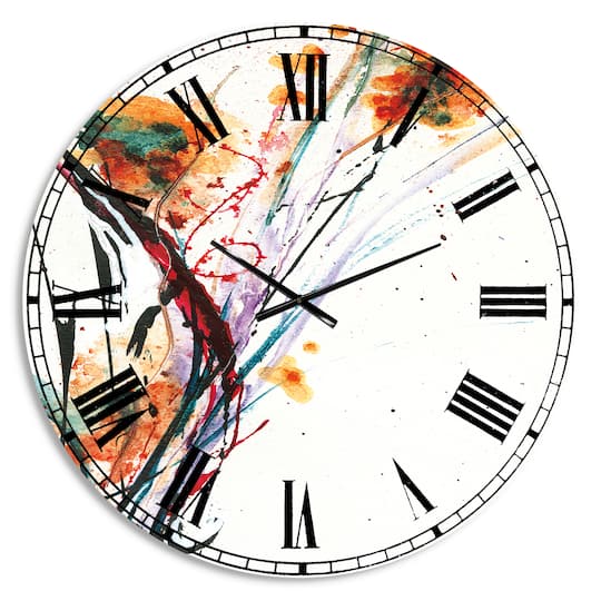 Designart Abstract Handpainted Flowers Traditional Wall Clock